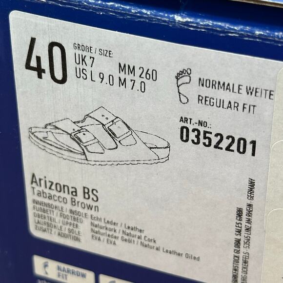 Birkenstock Arizona Oiled Leather Sandals Size 40 US W9/M7 0352201 - Picture 10 of 10